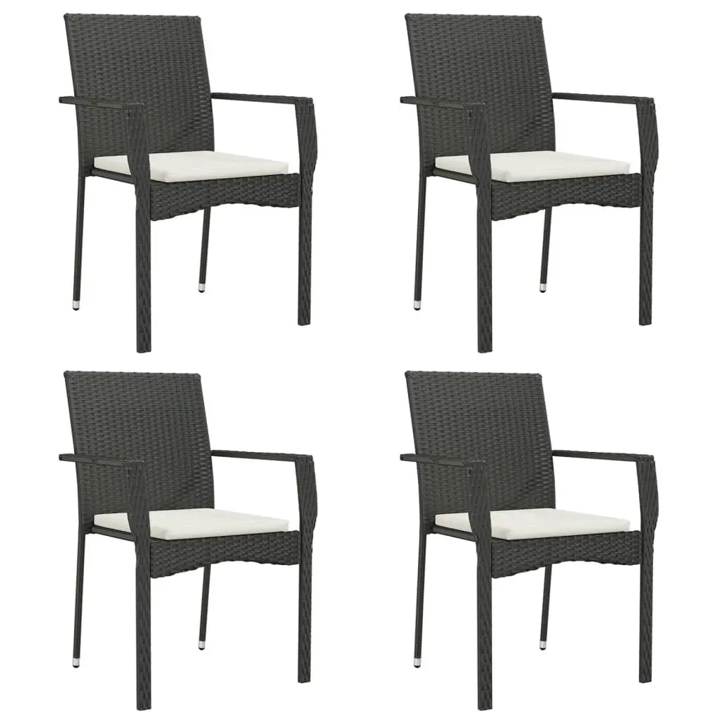 Garden Dining Set 5 Piece Outdoor Patio Furniture Black Poly Rattan Chairs Table