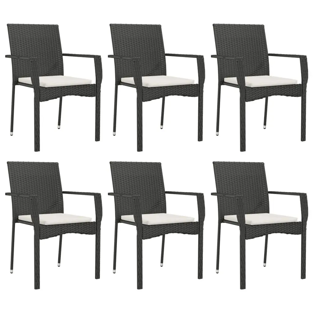7 Piece Outdoor Dining Set Garden Patio Furniture with Cushions Black