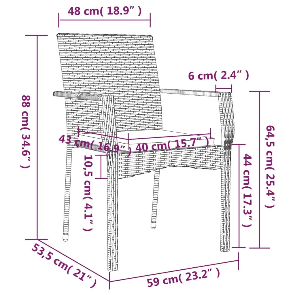Garden Dining Set 3 Piece Weather-Resistant PE Rattan Black Patio Furniture