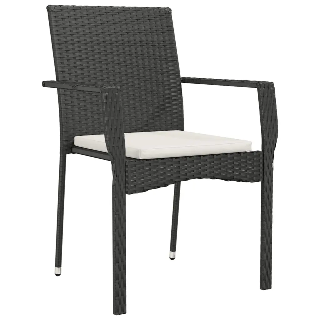 Garden Dining Set 3 Piece Weather-Resistant PE Rattan Black Patio Furniture