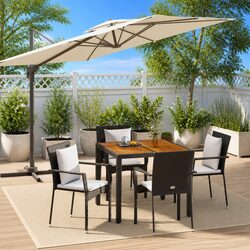Garden Dining Set 5 Piece Outdoor Patio Furniture Black Rattan Cushions Table