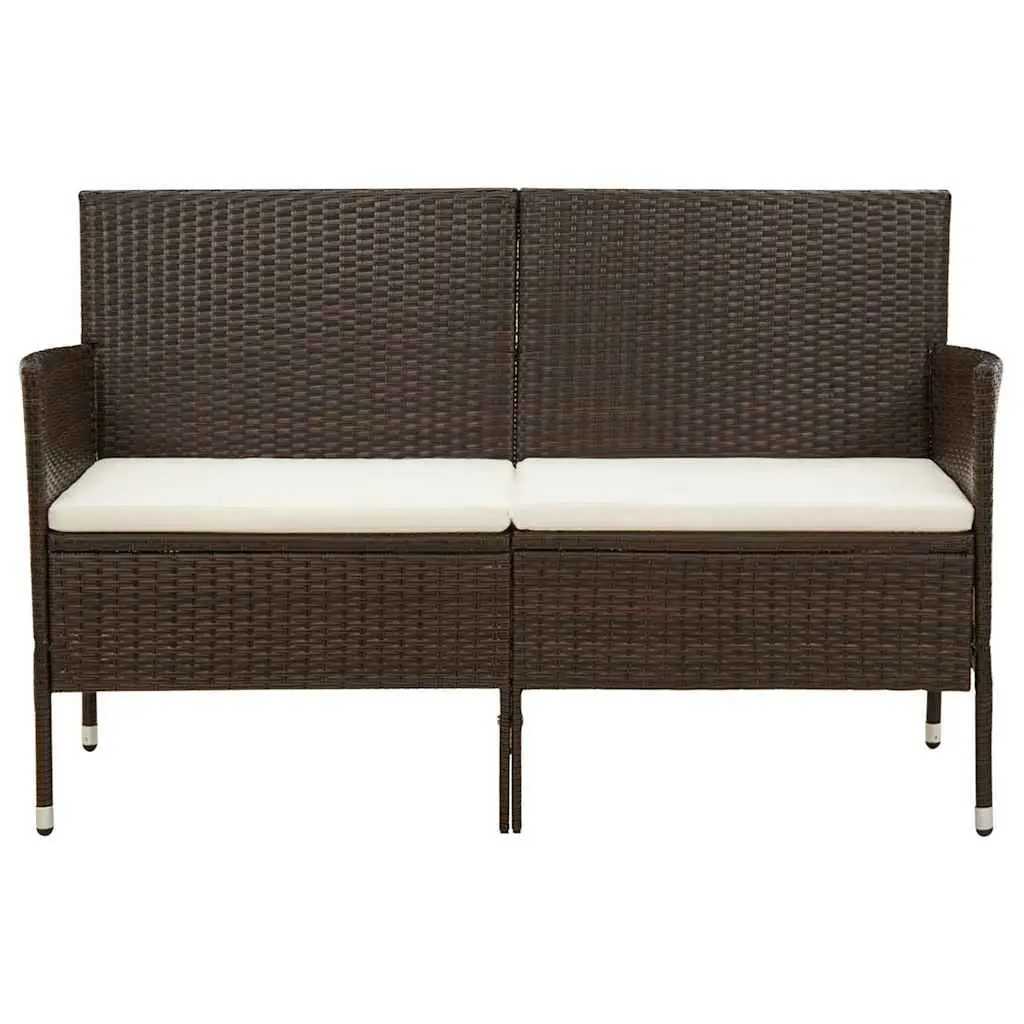Outdoor Sofa 3-Seater Brown Poly Rattan with Cushions