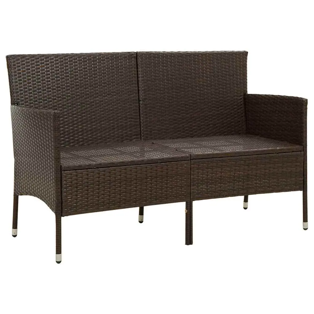 Outdoor Sofa 3-Seater Brown Poly Rattan with Cushions