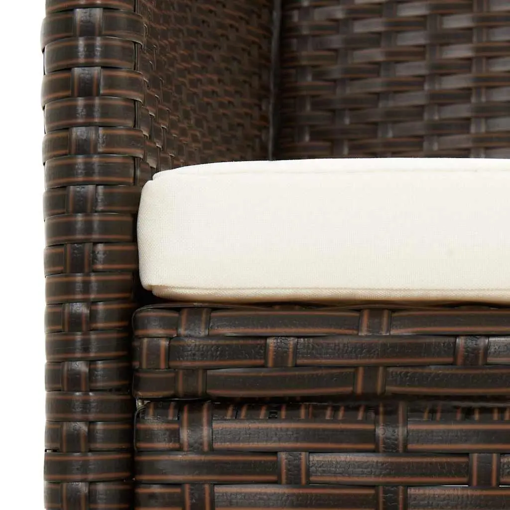 Outdoor Sofa 3-Seater Brown Poly Rattan with Cushions