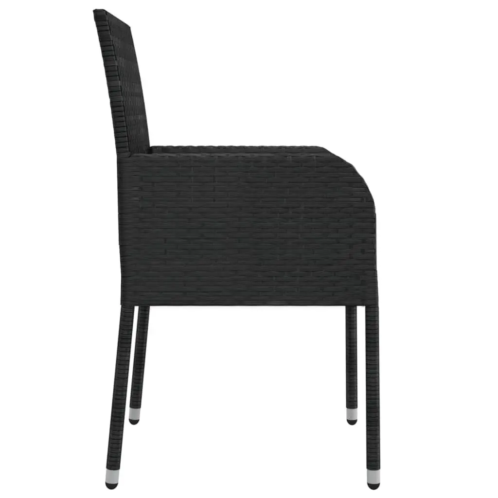 7 Piece Outdoor Garden Dining Set Black Rattan with Cushions