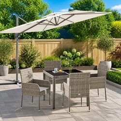 Enjoy Dining Outdoors with Our 5 Piece Garden Set in Grey