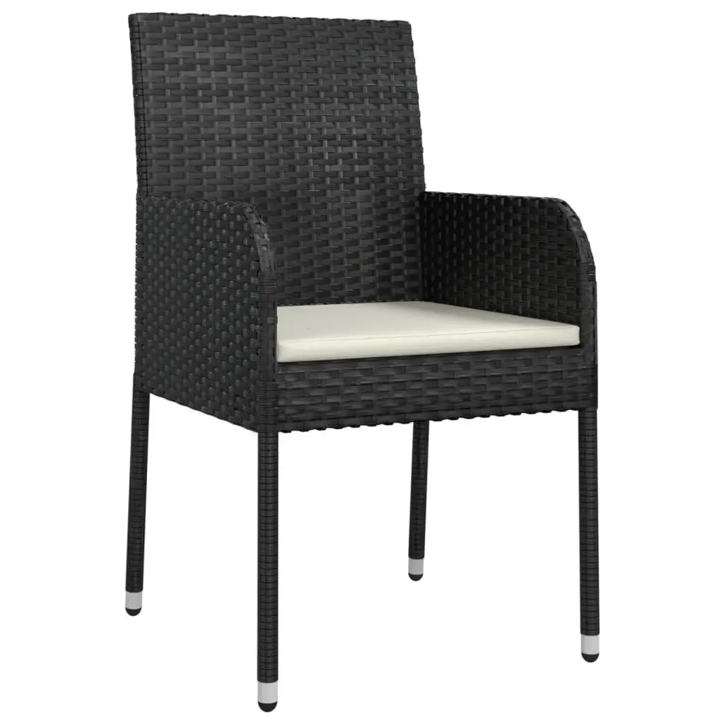 5 Piece Outdoor Dining Set Rattan Chairs Table with Cushions Weather-resistant PE Steel Frame Acacia Wood Top