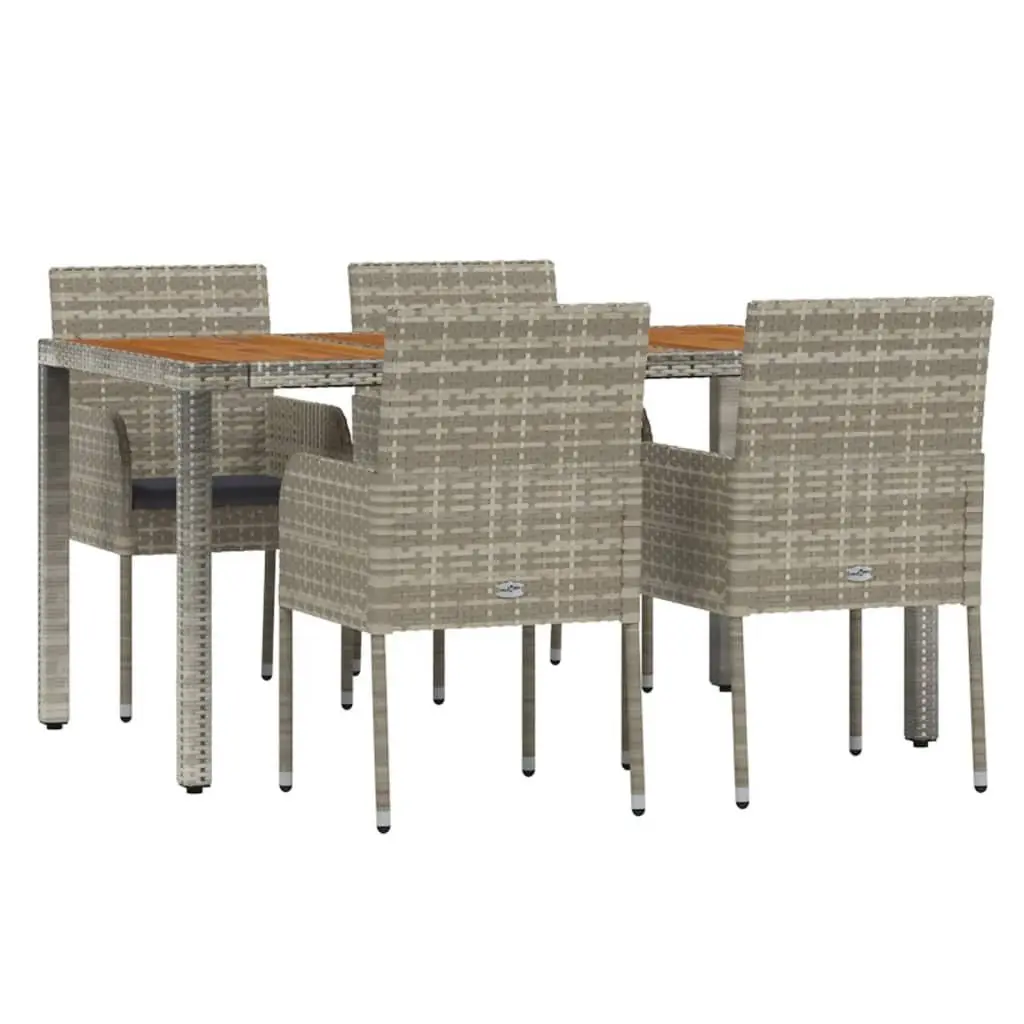 Outdoor Dining Set 5 Piece Grey Rattan with Cushions