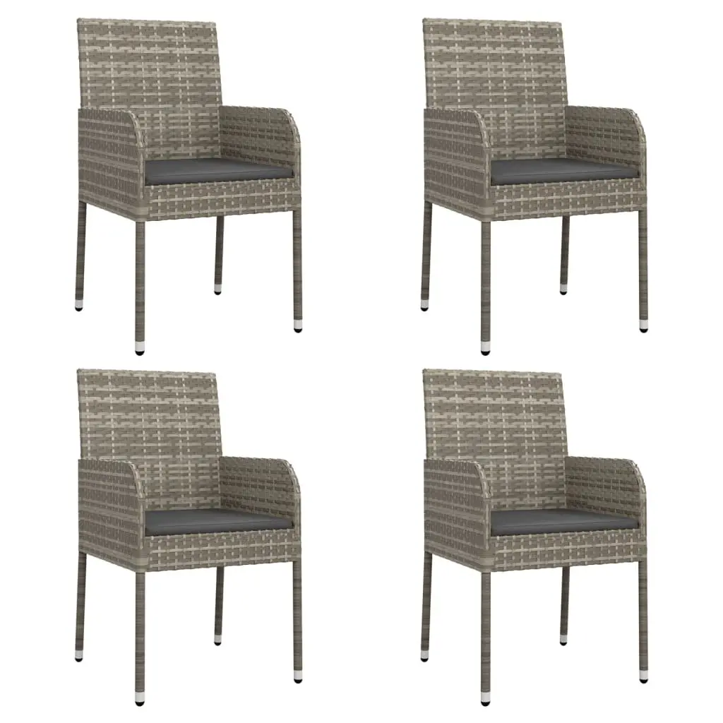 Outdoor Dining Set 5 Piece Grey Rattan with Cushions