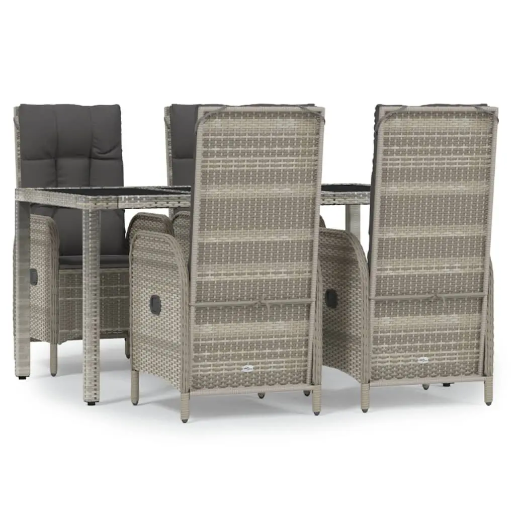 Outdoor Dining Set Grey Poly Rattan 5 Piece Garden Furniture Chairs Table