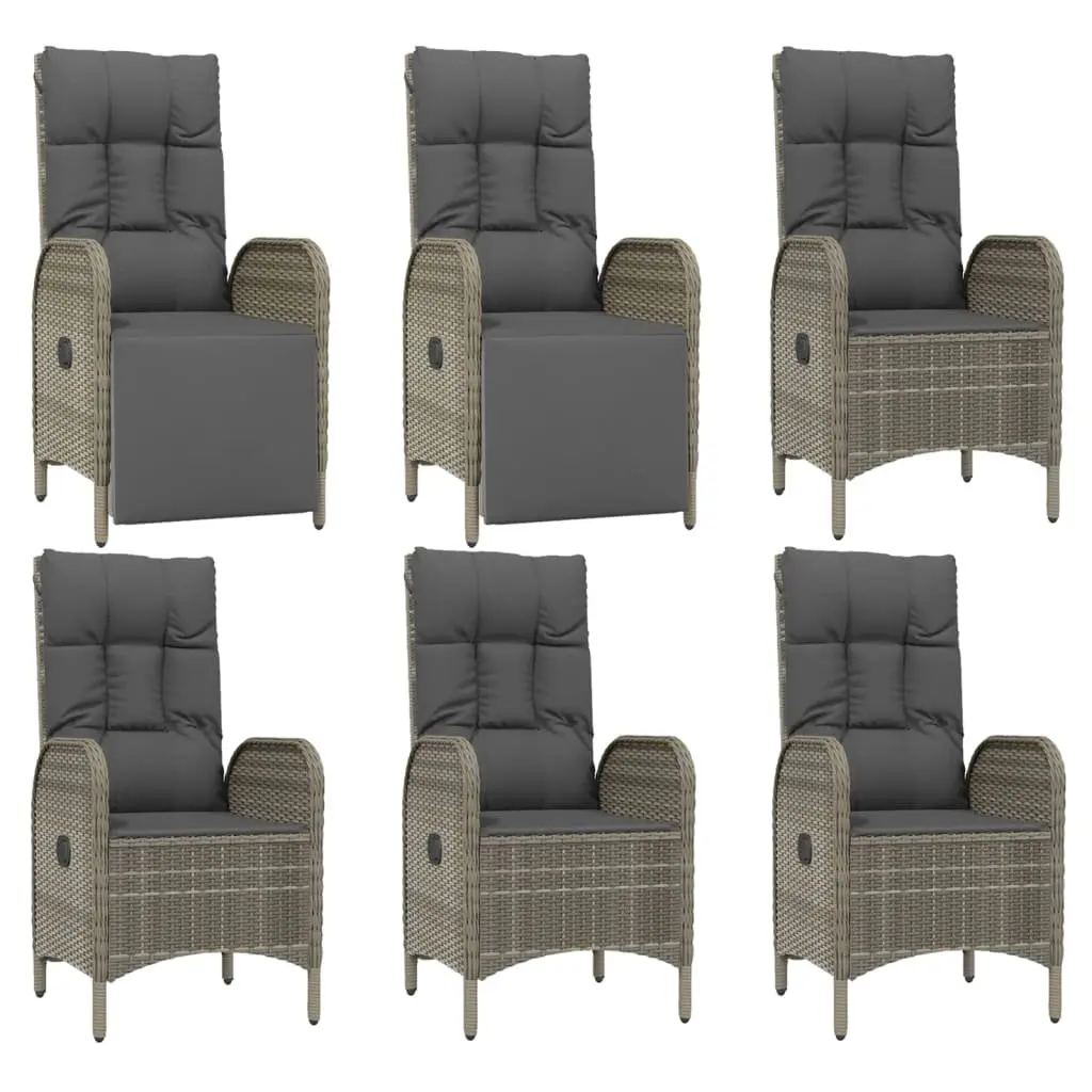 7 Piece Garden Dining Set Grey Weather-resistant PE Rattan Chairs Table Outdoor Furniture