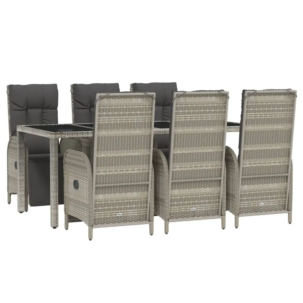 Grey Poly Rattan Outdoor Dining Set 7 Piece with Cushions Durable Weather Resistant Garden Furniture