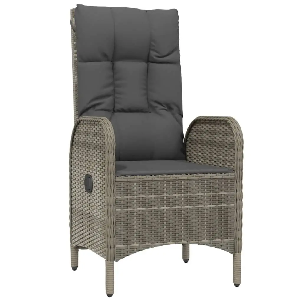 7 Piece Garden Dining Set with Cushions Grey Poly Rattan Weather-Resistant Furniture