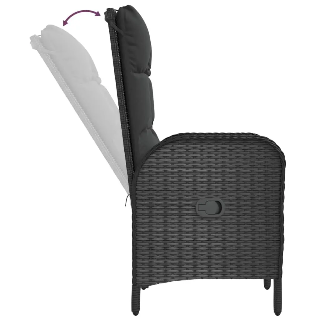Outdoor Dining Set Weather-Resistant Poly Rattan 3 Piece Black Chairs Table