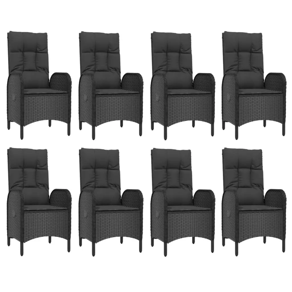 Garden Dining Set 9 Piece Outdoor Furniture Black Grey PE Rattan Chairs Table