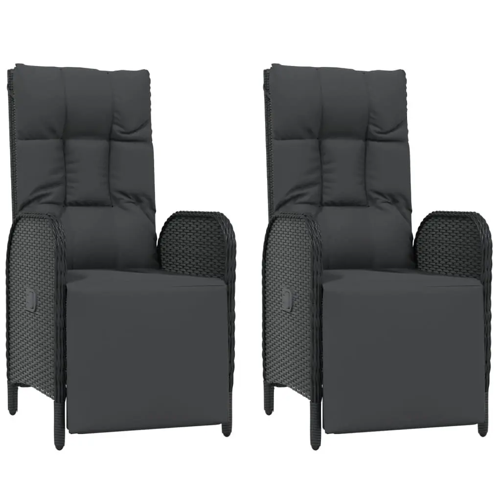 3 Piece Outdoor Dining Set Garden Furniture Black Poly Rattan Table Chairs