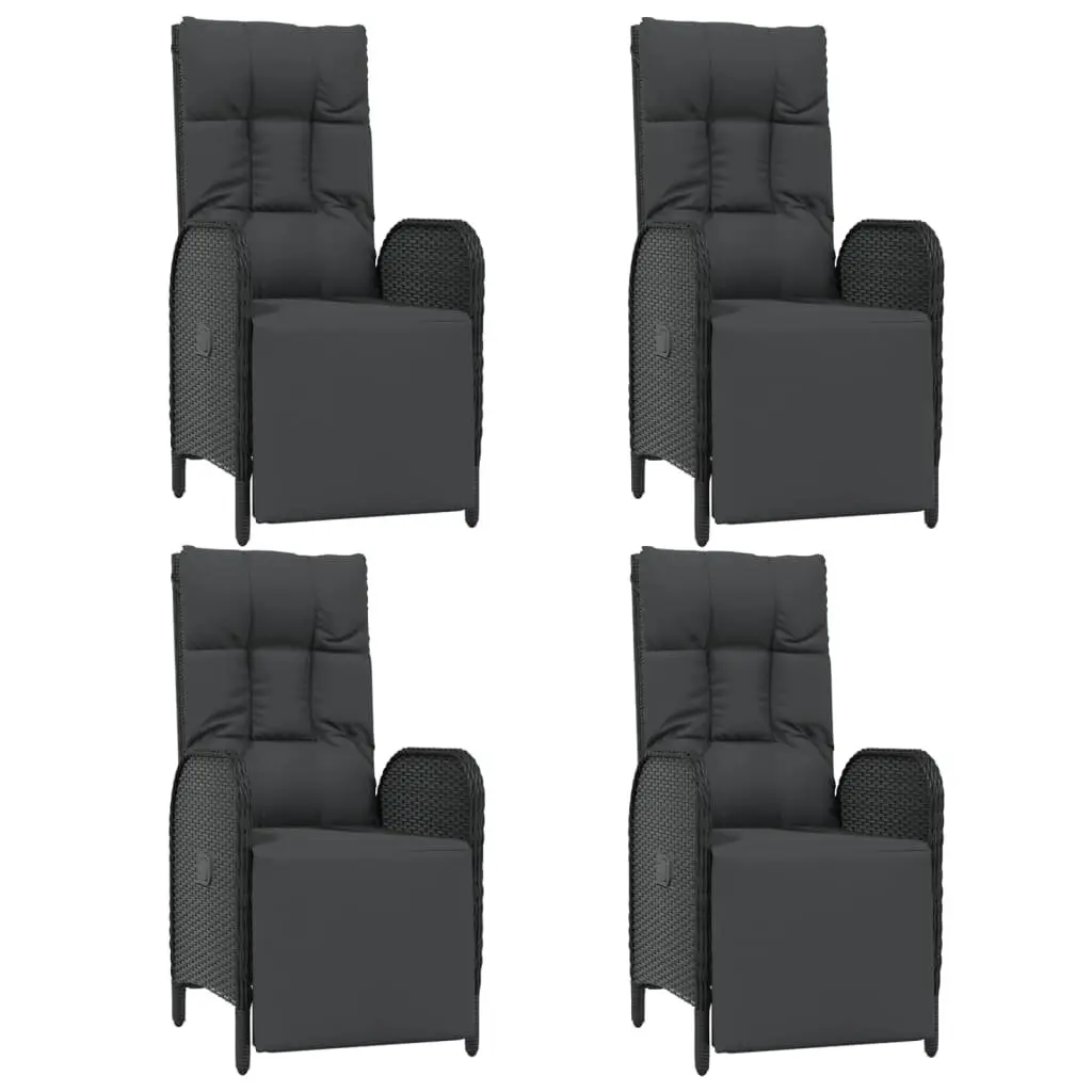 5 Piece Outdoor Garden Dining Set Weather-resistant Black Poly Rattan Furniture with Cushions
