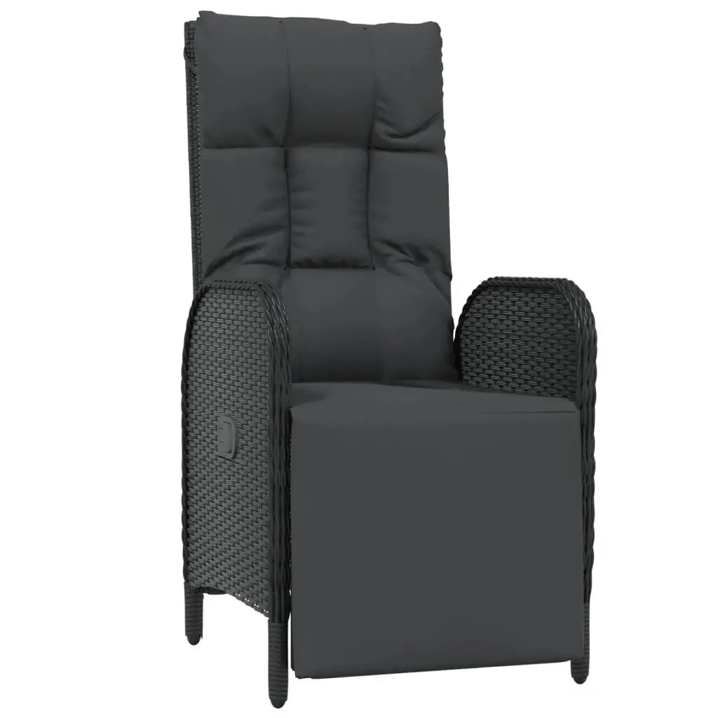 5 Piece Outdoor Garden Dining Set Weather-resistant Black Poly Rattan Furniture with Cushions