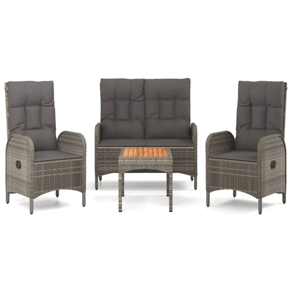 Garden Dining Set Outdoor Lounge Furniture Cushioned Grey 4 Piece