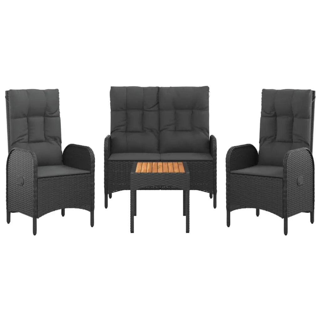 4 Piece Garden Dining Set Outdoor Furniture Reclining Chairs Acacia Wood Table