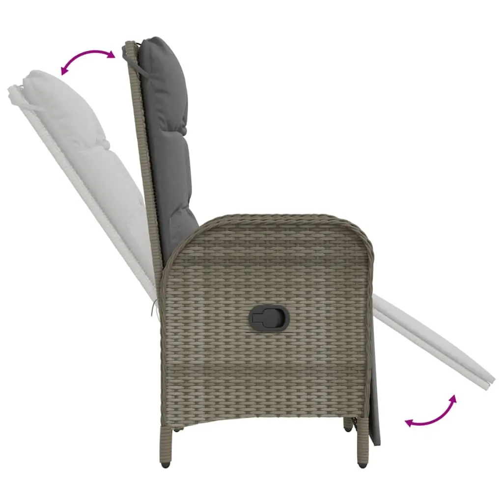 Garden Dining Set Grey Poly Rattan 4 Piece Outdoor Furniture with Sturdy Steel Frame and Solid Acacia Wood Tabletop