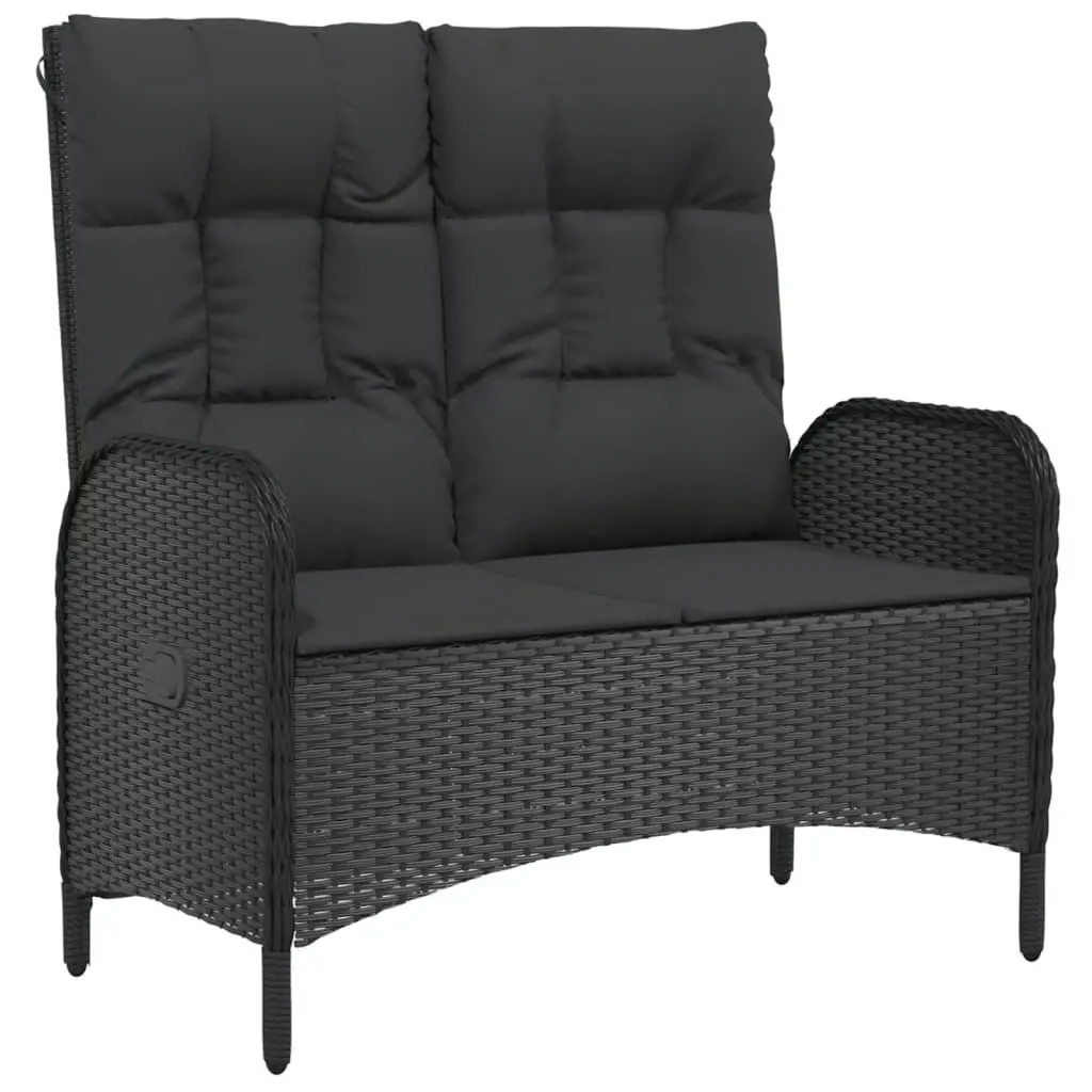 5 Piece Garden Furniture Set Outdoor Dining Table and Chairs Weather Resistant Black PE Rattan with Padded Cushions and Reclining Function