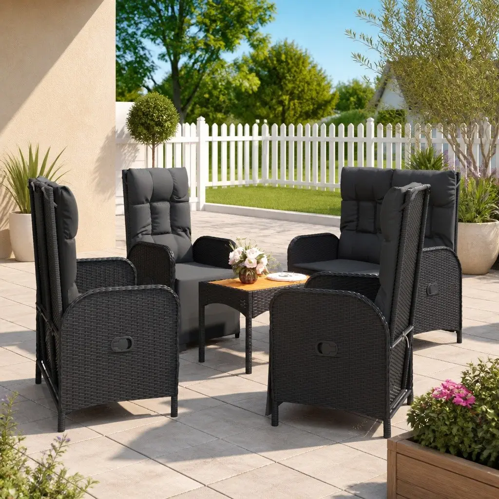 5 Piece Garden Dining Set in Black
