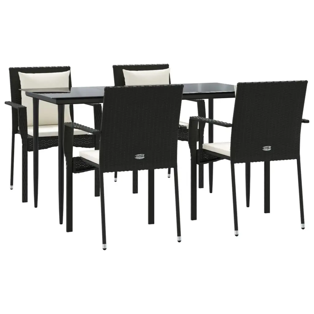 Garden Dining Set 5 Piece Outdoor Patio Furniture Black Poly Rattan with