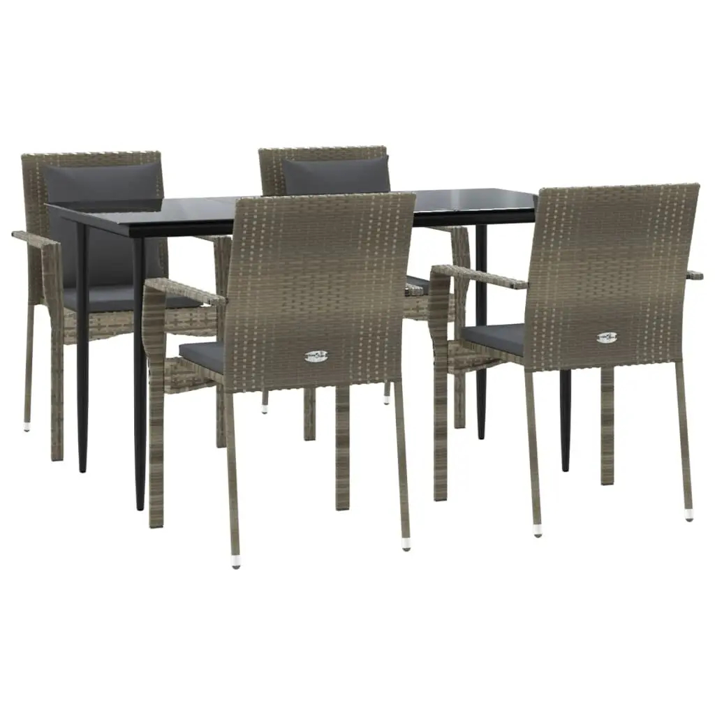 Garden Dining Set Contemporary 5 Piece Outdoor Patio Furniture with Cushions Grey