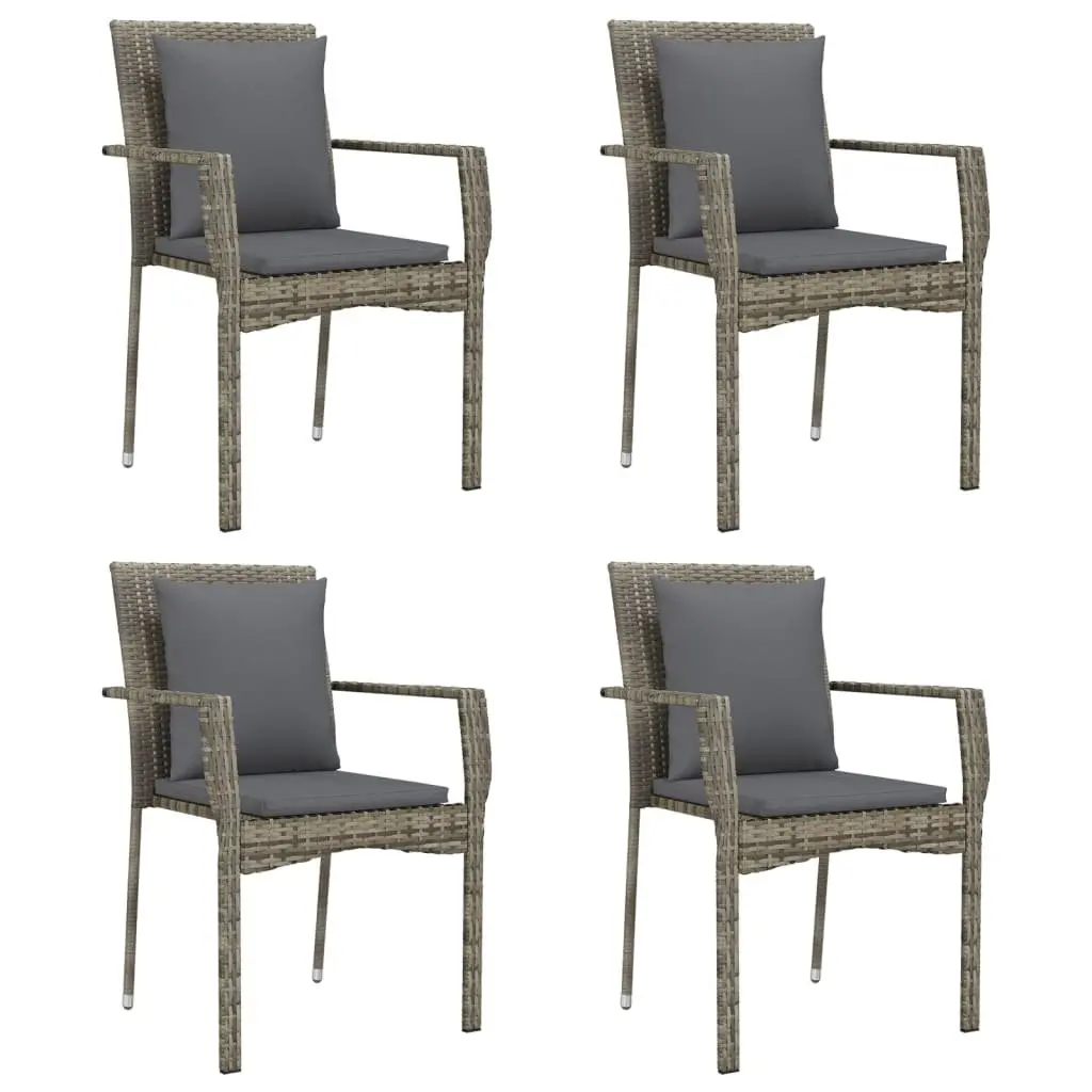 Garden Dining Set Contemporary 5 Piece Outdoor Patio Furniture with Cushions Grey
