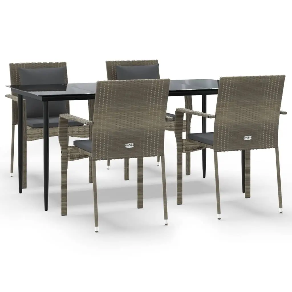 Garden Dining Set Weather-Resistant Grey 5 Piece Patio Furniture with Cushions