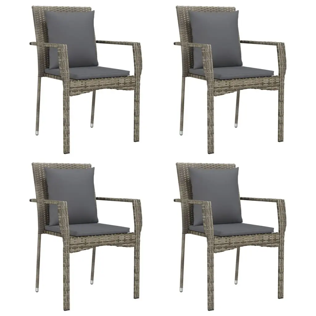 Garden Dining Set Weather-Resistant Grey 5 Piece Patio Furniture with Cushions
