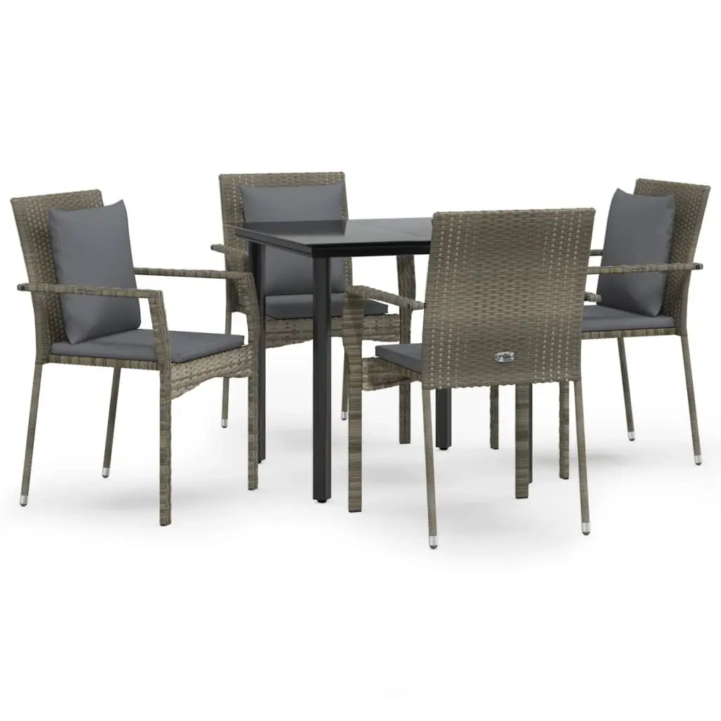 Garden Dining Set 5 Piece Weather-Resistant Outdoor Patio Furniture Grey with Cushions