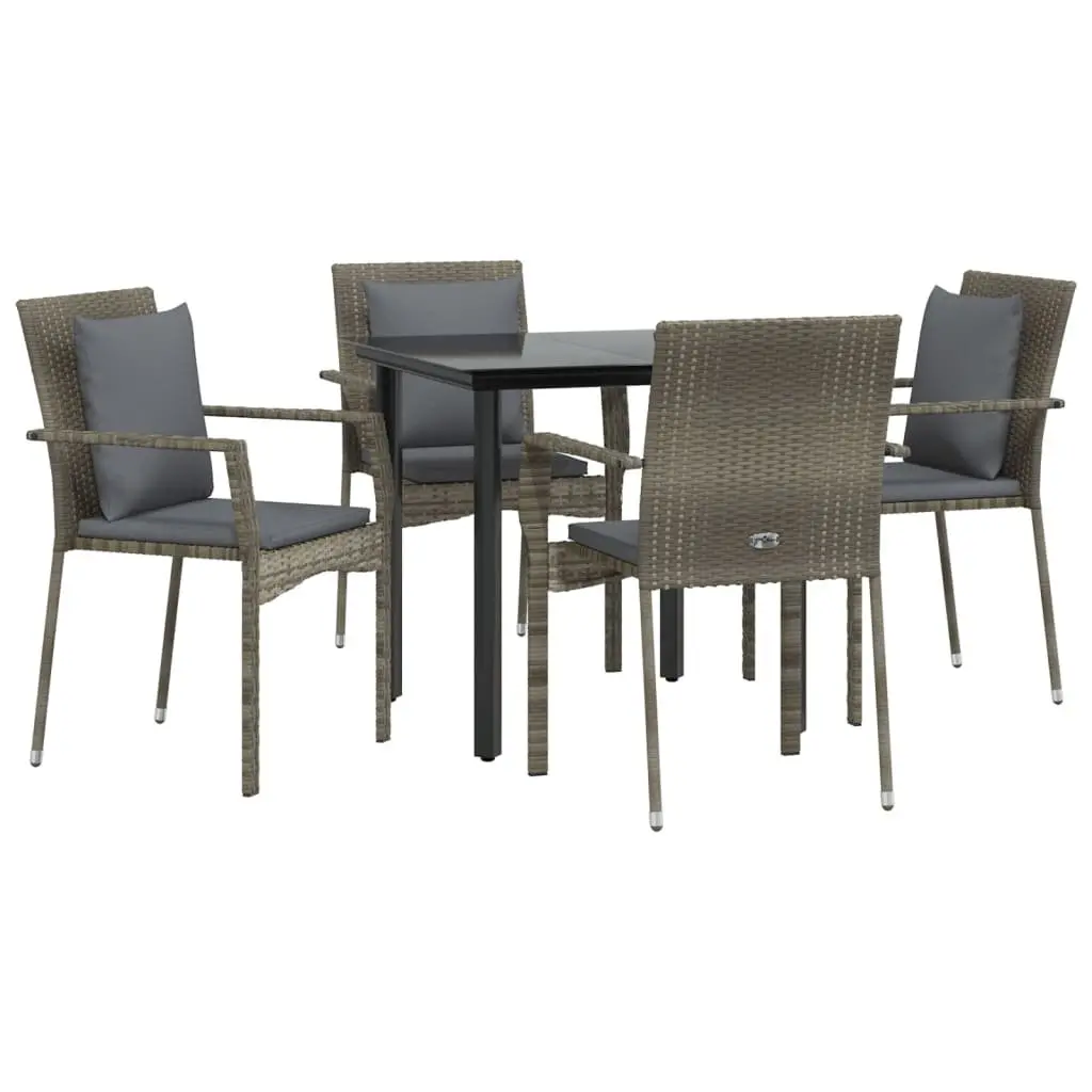 Garden Dining Set 5 Piece Weather-Resistant Outdoor Patio Furniture Grey with Cushions