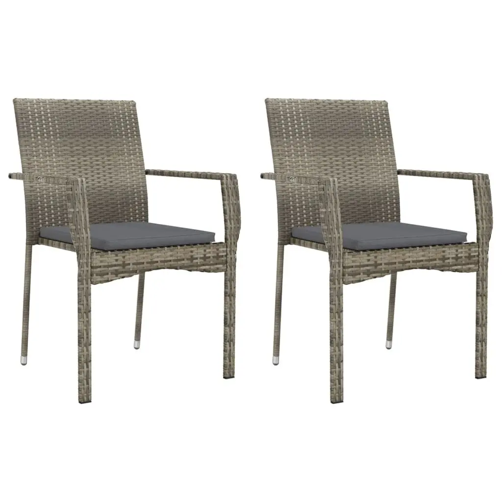 Garden Dining Set 3 Piece Outdoor Patio Furniture Grey Poly Rattan Chairs Table