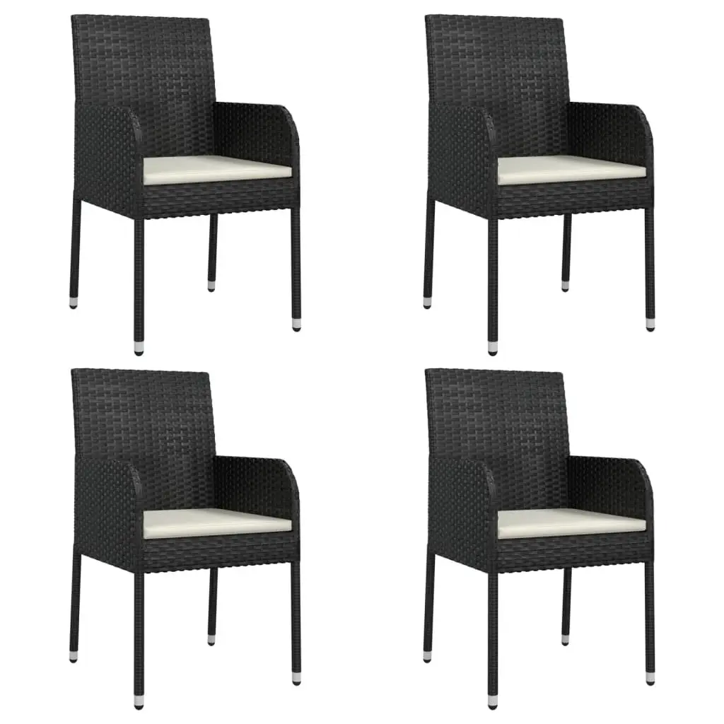 5 Piece Garden Dining Set Black Poly Rattan Outdoor Patio Furniture