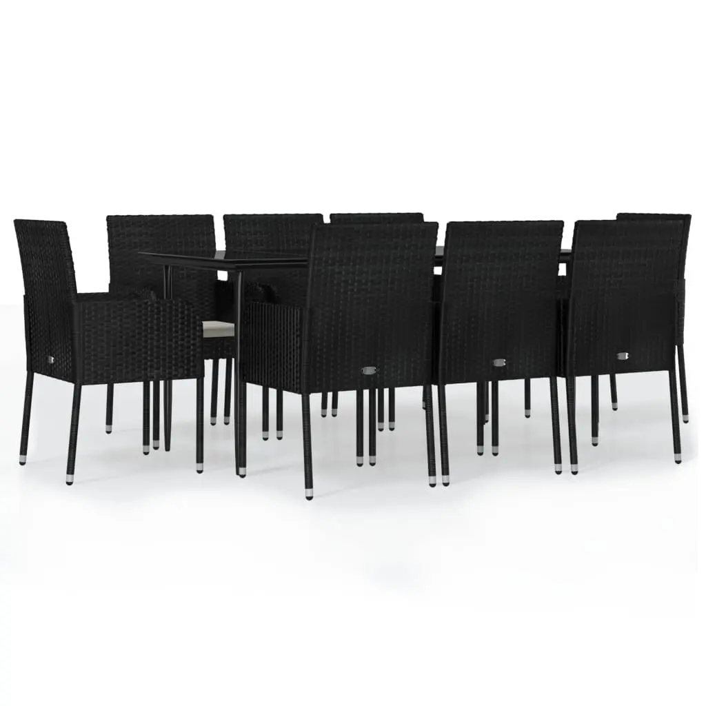 Garden Dining Set 9 Piece Outdoor Patio Furniture Black Poly Rattan with