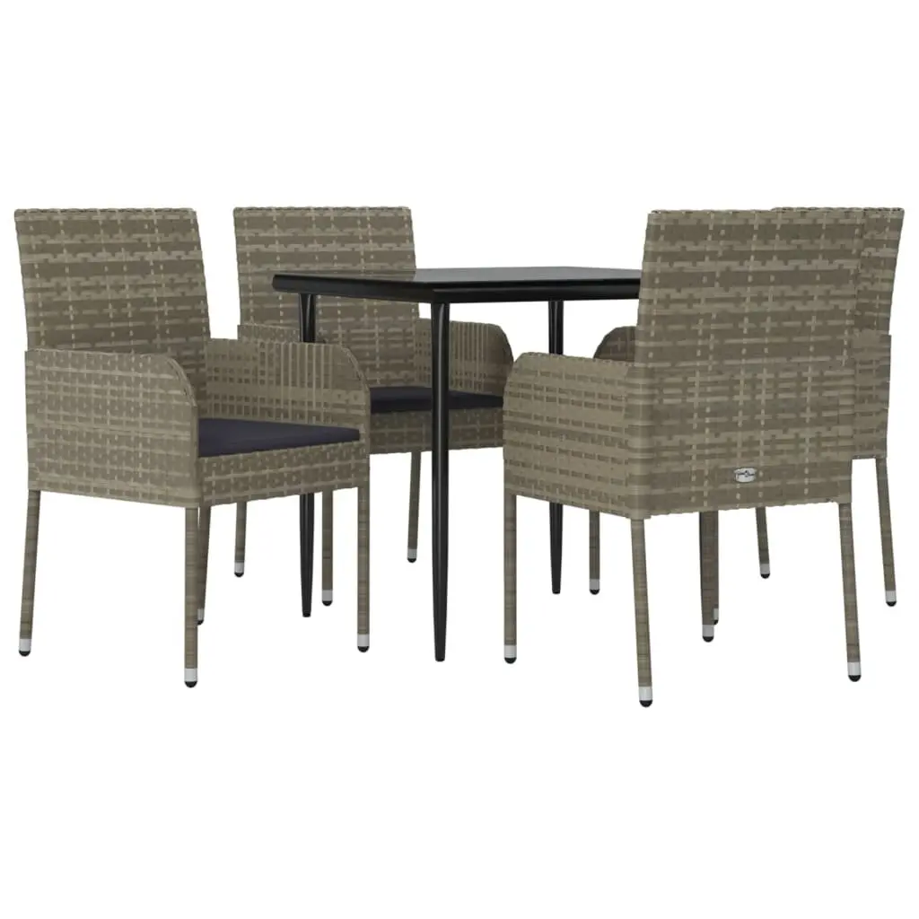 Outdoor Patio Furniture Set Contemporary 5 Piece Grey Dining Set with Cushions