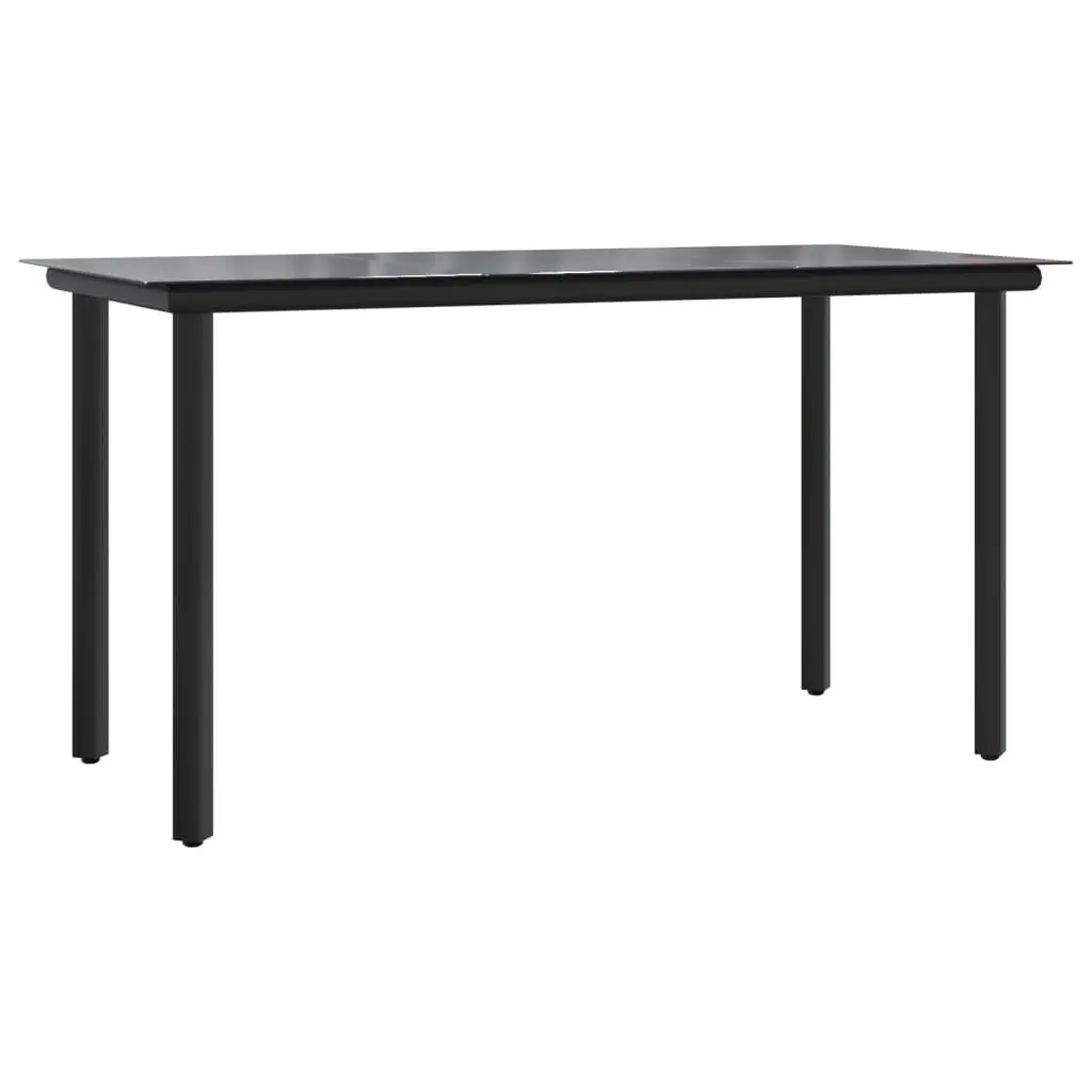5 Piece Outdoor Garden Dining Set Black Poly Rattan Chairs Table