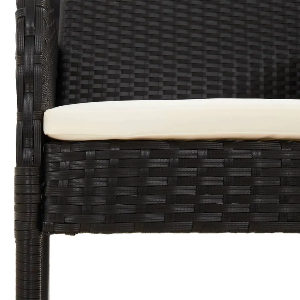 5 Piece Outdoor Garden Dining Set Black Poly Rattan Chairs Table