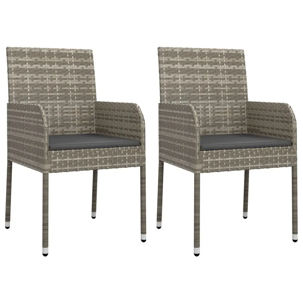 Garden Dining Set 3 Piece Weather-Resistant Grey Rattan Outdoor Patio Furniture