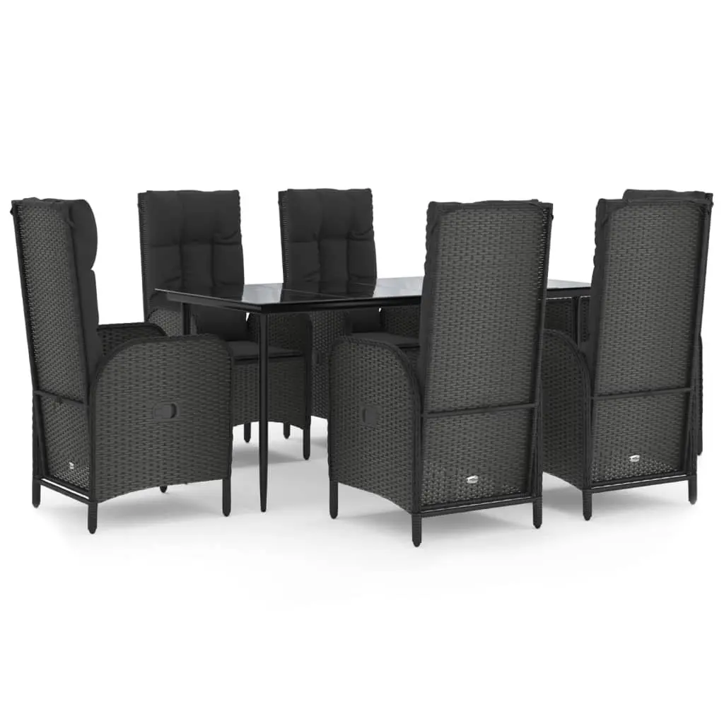 7 Piece Garden Dining Set Weather-Resistant PE Rattan Chairs Table with Reclining Function and Cushions