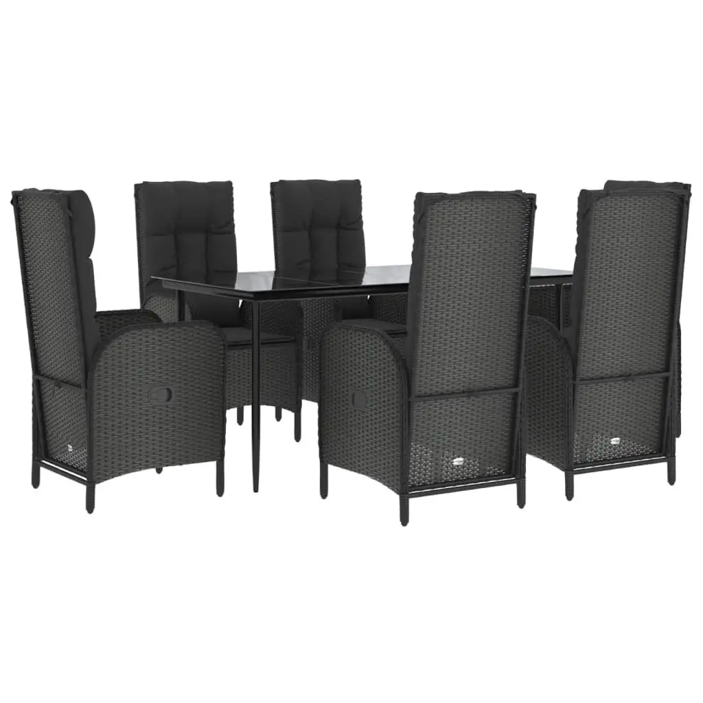 7 Piece Garden Dining Set Weather-Resistant PE Rattan Chairs Table with Reclining Function and Cushions