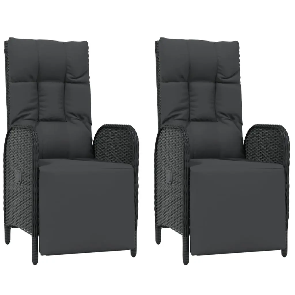 5 Piece Outdoor Dining Set Black Poly Rattan Chairs Table