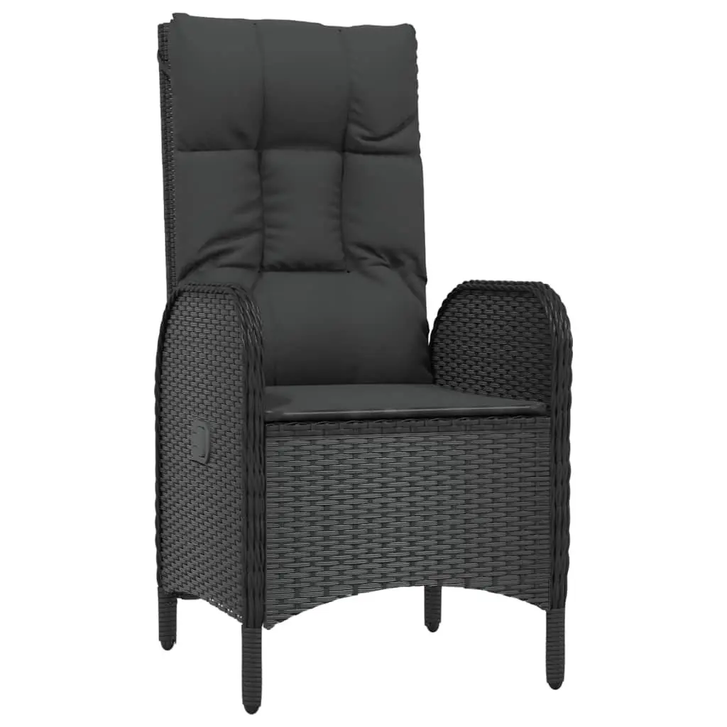 5 Piece Outdoor Dining Set Black Poly Rattan Chairs Table