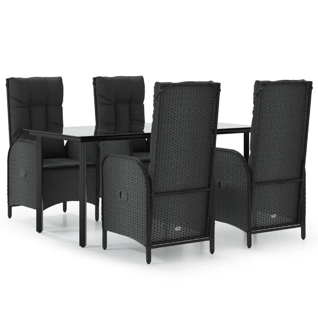 5 Piece Outdoor Dining Set Garden Furniture Table Chairs Black Poly Rattan