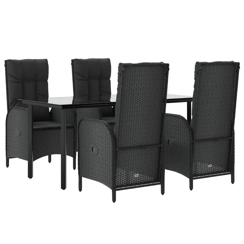5 Piece Outdoor Dining Set Garden Furniture Table Chairs Black Poly Rattan