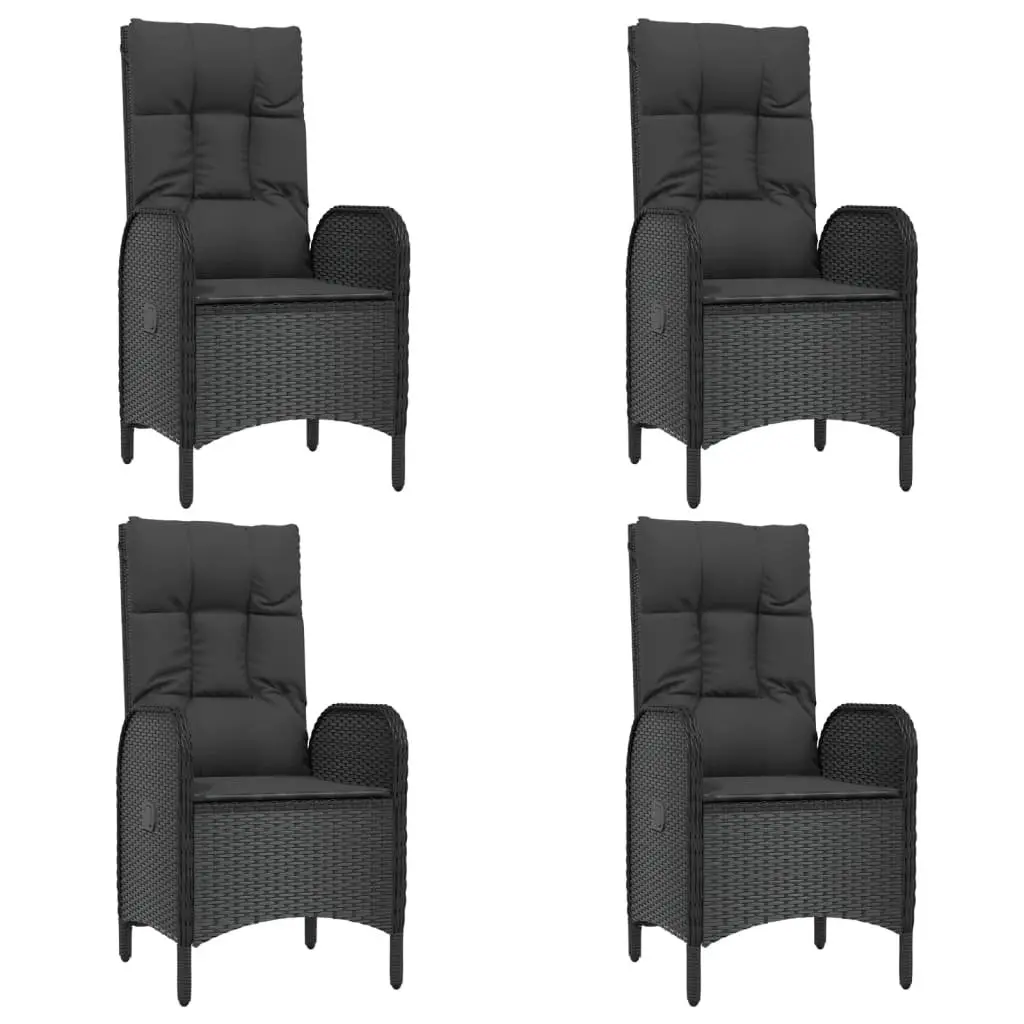 5 Piece Outdoor Dining Set Garden Furniture Table Chairs Black Poly Rattan