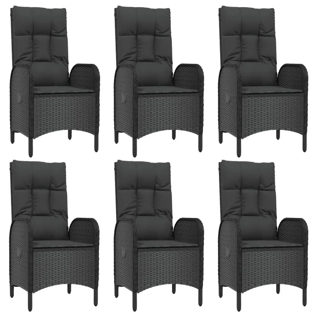 Outdoor Dining Set 7 Piece Garden Furniture Black Poly Rattan Chairs Table
