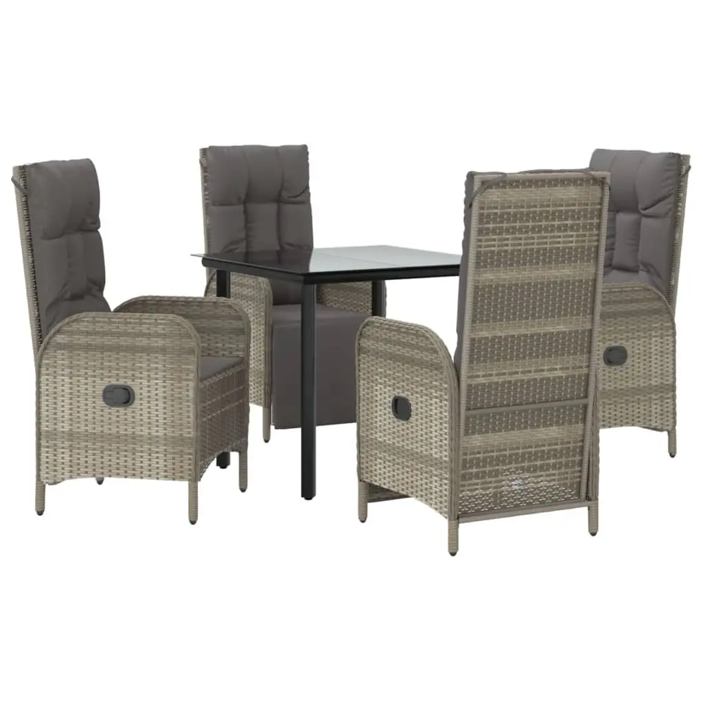 Garden Dining Set 5 Piece Outdoor Furniture Grey Poly Rattan Chairs Table